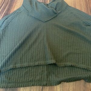 We the free army green waffle knit cowl neck sweater